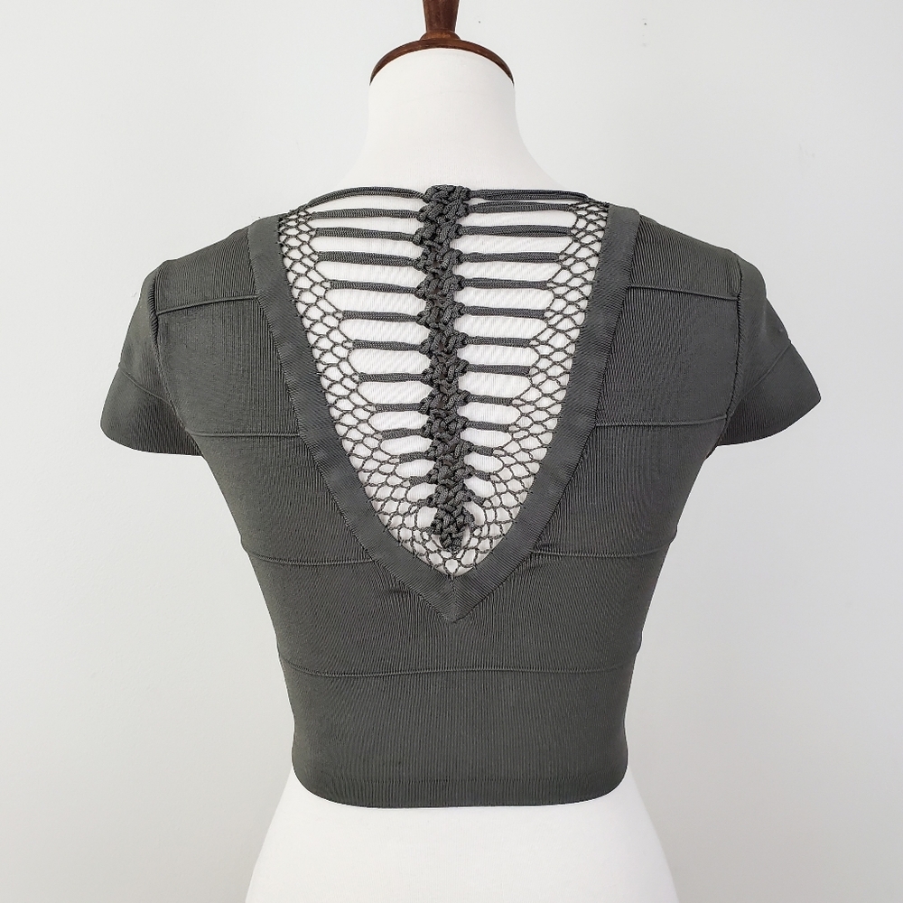 Bebe Lattice Detail Bandage Crop Top XS - Picture 7 of 11